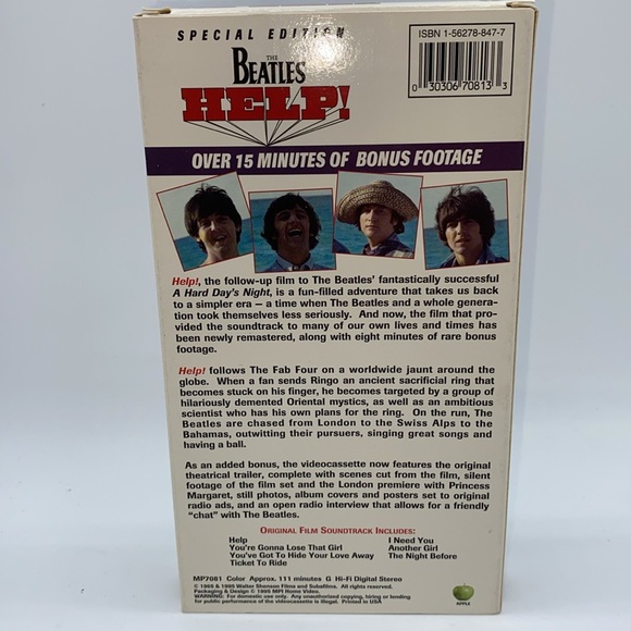 The Beatles Help! Special Edition VHS Video Music Band Vintage - Picture 3 of 8